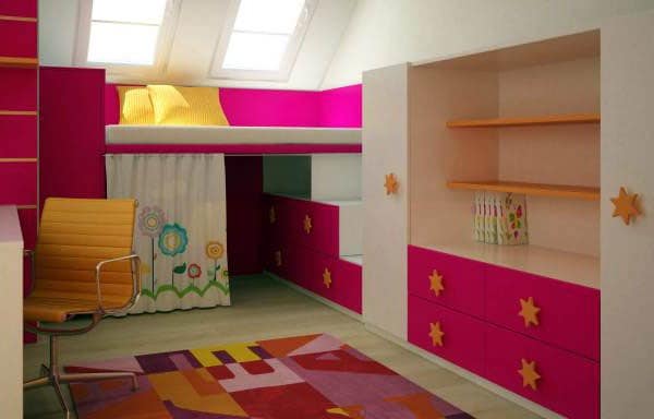 Идея: место для детских игр под кроватью - решения для маленькой площади