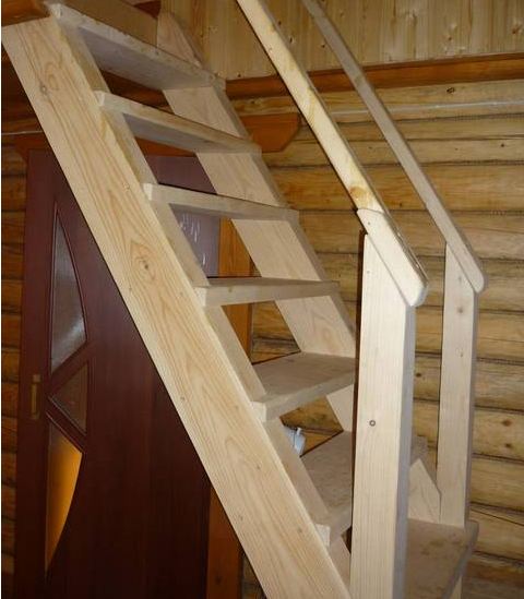 Так выглядит конструкция деревянной лестницы с тетивами.