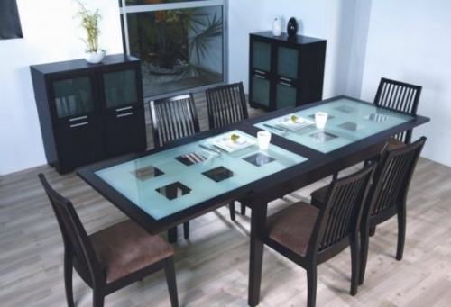 Кухонные столы деревянные со стеклом