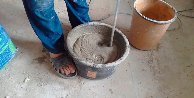 Процесс приготовления цементного раствора